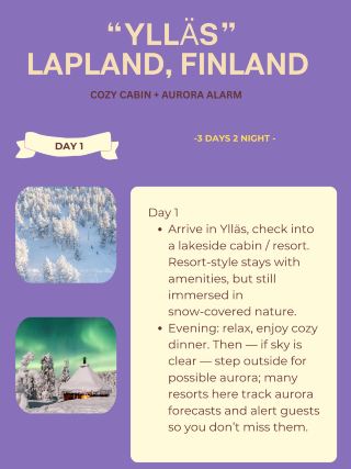🇫🇮 Ylläs (Lapland, Finland) — “Cozy Cabin + Aurora Alarm 