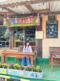 Cycling in Yangshuo🛵, landscapes, paddy fields, small shops, swings🏡, map routes.