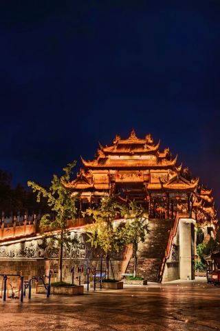 Stunned by the night view of Huanglongxi Covered Bridge~