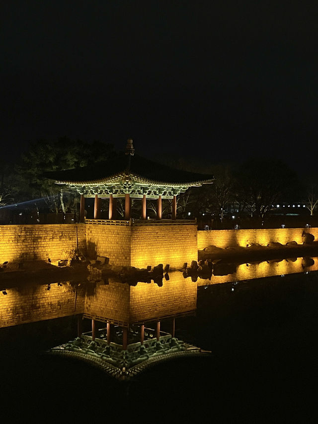 한국 경주의 찬란한 야경을 바라보다, 동궁과 월지