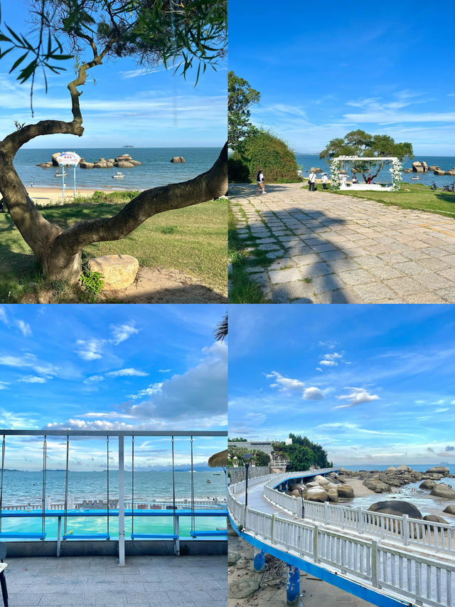 看著陽光下的藍色大海、草地、樹木，幸福在此刻具象化了~~~
