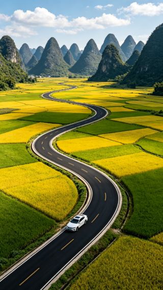 Taking 100 turns on the G219, I filled the car windows with all the greenery of Guangxi.