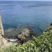 沖縄本島「万座毛」芝生の野原が万座毛、海の景勝地が像の鼻