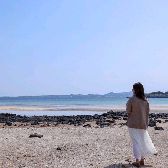 완벽한 바다색의 세화해수욕장