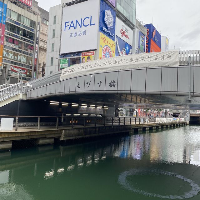 大阪観光スポット！道頓堀のえびす橋から続く道には派手なおもしろ看板が！めっちゃ元気でます