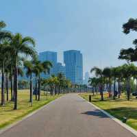 Park with stunning view and sunset. Shenzhen, Baoan 