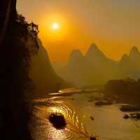 Capture beautiful sunsets at li river Guilin