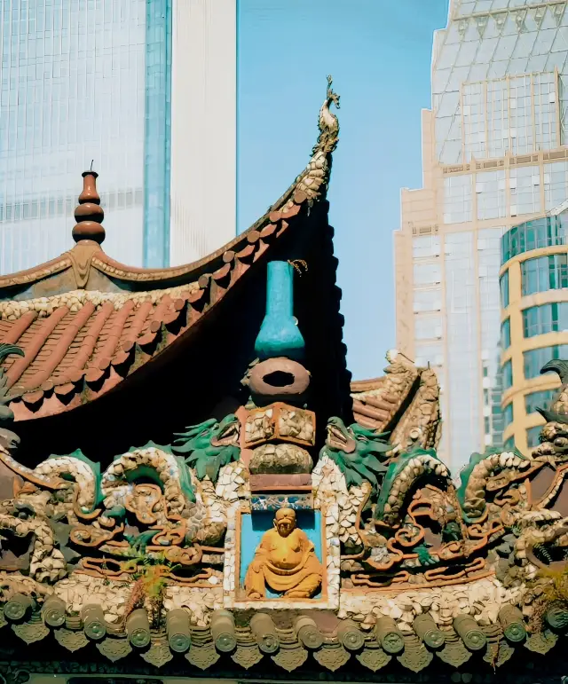 Hidden in the forest of high-rise buildings is a temple