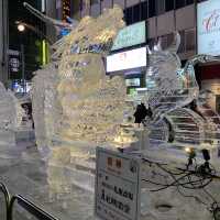 札幌　札幌観光　2023さっぽろ雪まつり　すすきの会場の氷像が芸術だった！