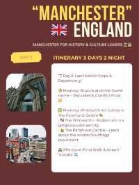 Manchester 3 days itinerary 🛖