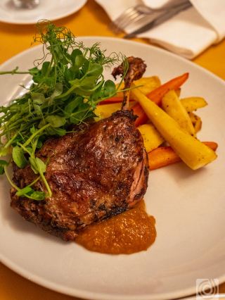 I had Lithuanian food at "Lokys" in the Old Town of Vilnius, Lithuania.