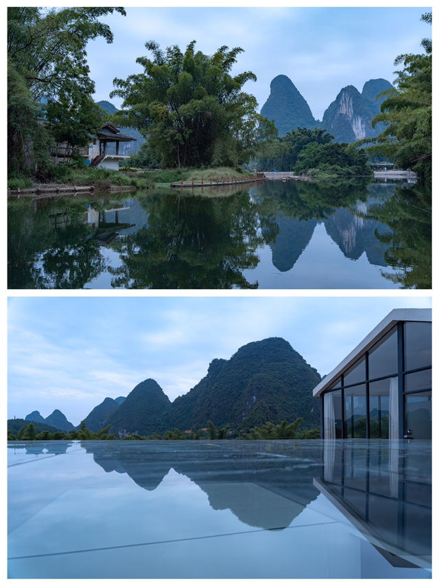 The ambiance of mountain and water camping is fully loaded 🔛 at the Guilin family-friendly guesthouse.