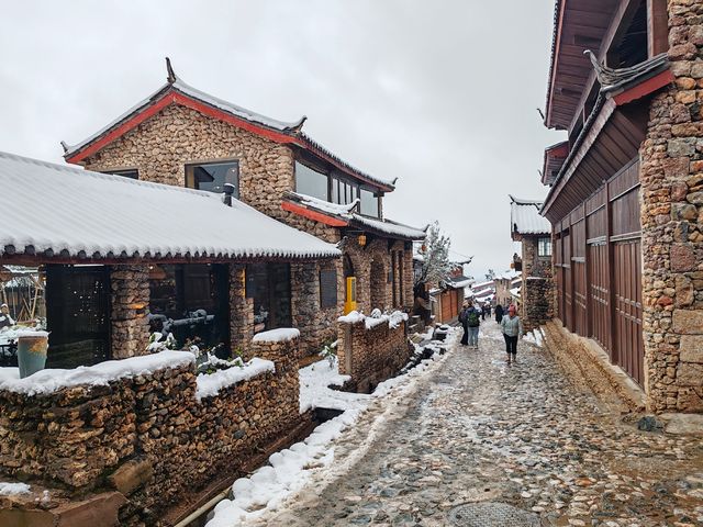 雪後的玉湖村，仿如童話世界