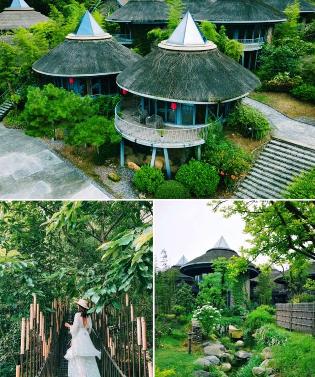 在安吉入住山野深處的東南亞風情茅草屋