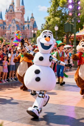 【New Friends at Hong Kong/Paris Disneyland! The Moving Olaf Robot is Here】