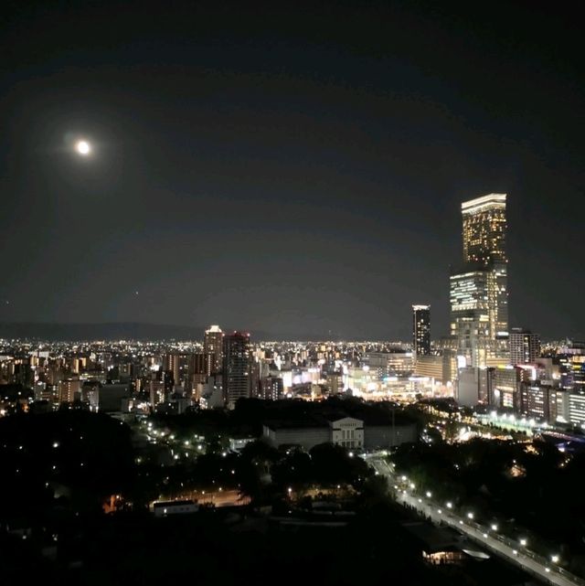 晚上燈光閃閃的大阪通天閣