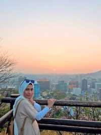 Sunset 🌅 and romantic cherry blossom view from Namsan Tower🗼