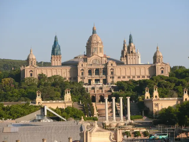 Magic Fountain Show in front of Plaça d'Espanya and the National Art Museum of Catalonia
