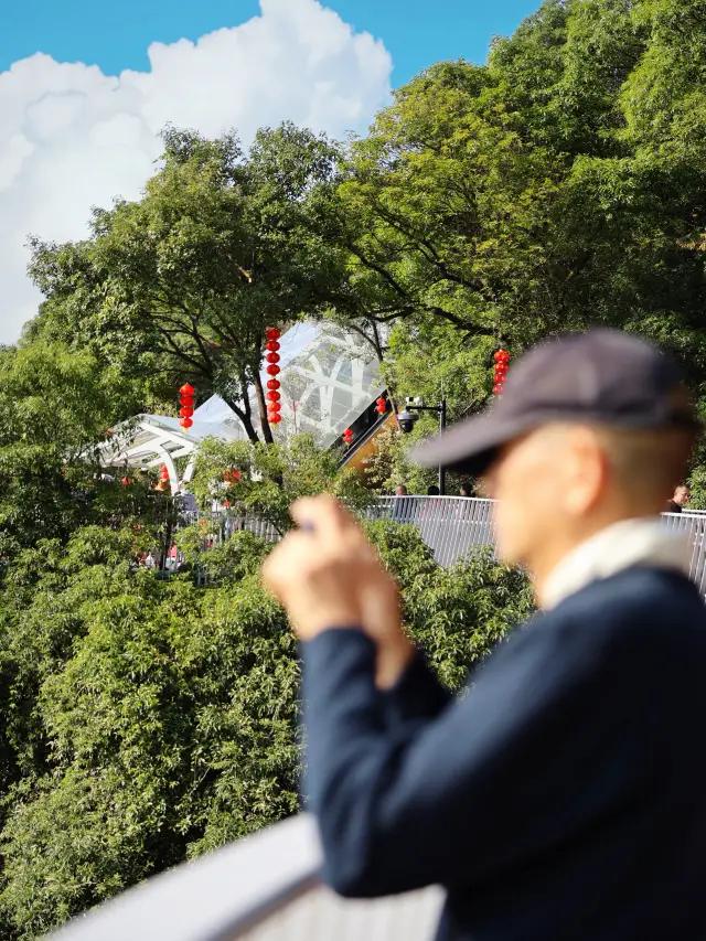 A real shot of the escalator strategy at Moxing Ridge in Baiyun Mountain, Guangzhou on the first day of the year