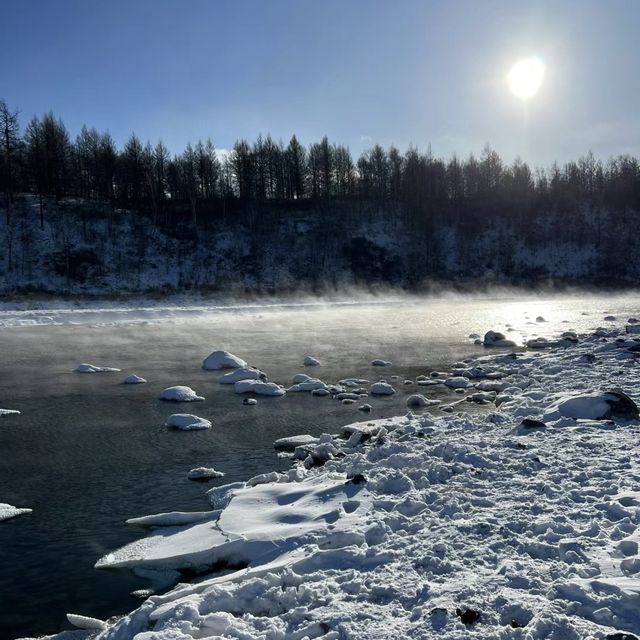 阿爾山冬天的不凍河真的美爆了！