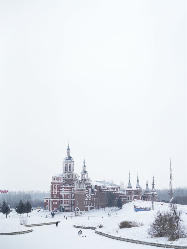 哈爾濱的伏爾加莊園下雪太美了