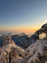 今日雪後黃山的日出絕了