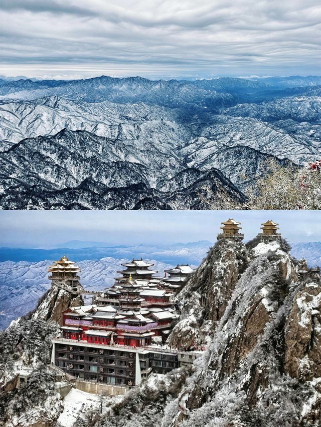 雪落老君山！金頂披紗成天宮
