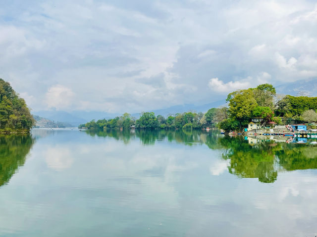 Great park by the bank of Fewa Lake