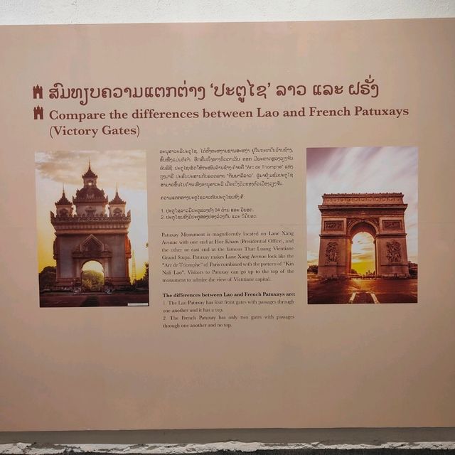 Ascending to Elegance: Patuxay's Embrace Above Vientiane
