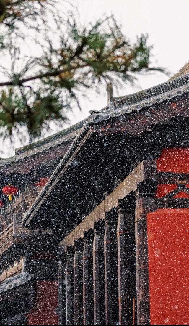當古建與雪花同框