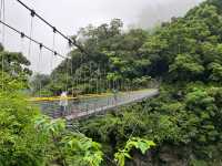 苗栗神仙谷步道，十分鐘就可以看到吊橋與瀑布美景