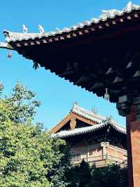 善化寺主要建築沿中軸線坐北朝南，漸次展開，層層迭高