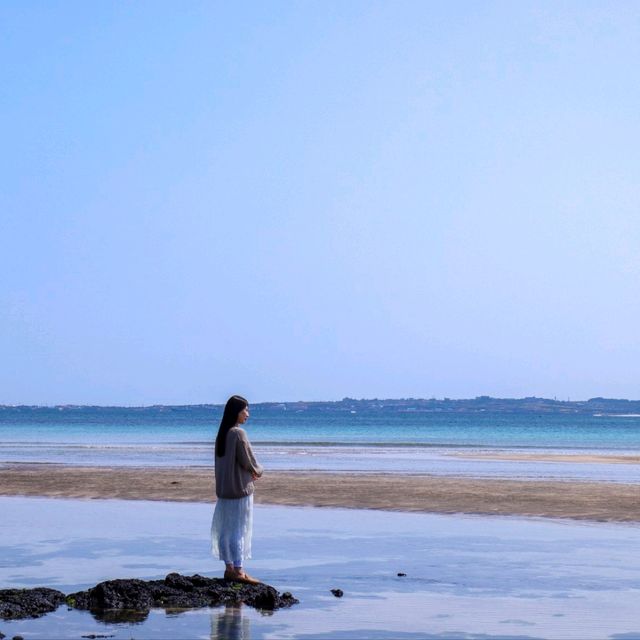 완벽한 바다색의 세화해수욕장
