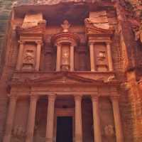 Ancient city carved into the red rocks 