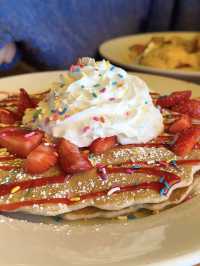 Colorful pancakes breakfast 🥞 