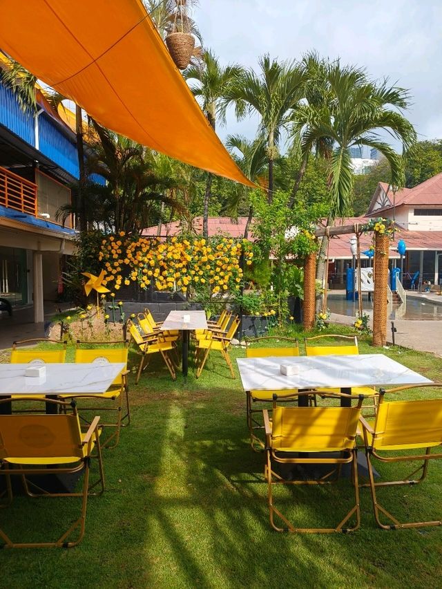 Tea Time in a Yellow Garden Café at Desaru