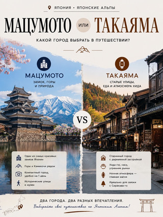 🇯🇵 Мацумото или Такаяма: какой город выбрать в Японских Альпах?