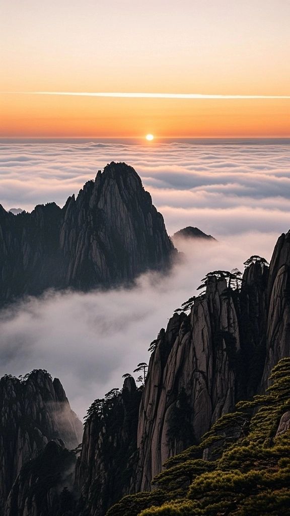 日出雲海黃山絕景