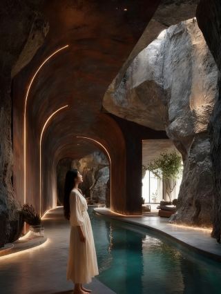 The cave villa hotel in Egypt amazed me with its stunning indoor swimming pool!