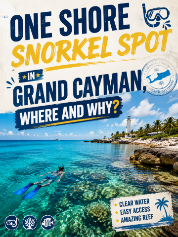 Satu lokasi snorkeling dari tepi pantai di Grand Cayman, di mana dan mengapa?