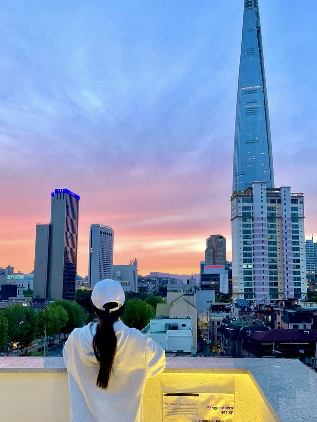롯데타워뷰 노을 맛집 카페💜
