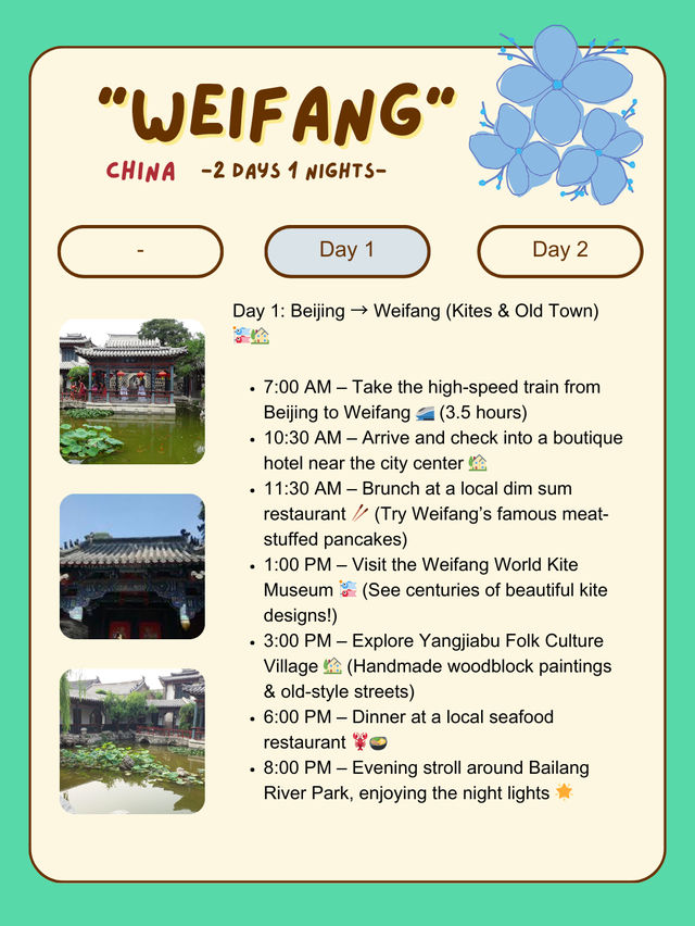 Weifang, Shandong itinerary-2Days
