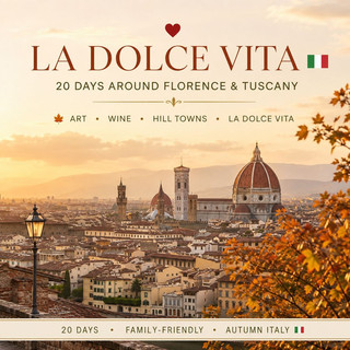 ❤️ LA DOLCE VITA 🇮🇹 | 20 DAYS AROUND FLORENCE & TUSCANY 🍂
The perfect Italian autumn escape — from Renaissance Florence and the golden hills of Val d’Orcia to charming Lucca, food-loving Bologna, and back to Florence for a relaxed finale. 🇮🇹✨
🏛️ Florence • 7 nights
🌾 Val d’Orcia & Siena • 5 nights
🚲 Lucca • 4 nights
🍝 Bologna • 3 nights
🚗 4 main bases • 19 nights • 20 days
👨👩👧 Family-friendly pacing
🍂 Autumn scenery
🧳 Less packing
🛣️ Shorter drives
❤️ More La Dolce Vita
Save this itinerary for your next Italian autumn adventure. 🇮🇹🍁
#ItalyTravel #Florence #Tuscany #ValdOrcia #Siena #Lucca #Bologna #ItalyItinerary #TuscanyTravel #AutumnInItaly #FamilyTravel #LaDolceVita #ItalyRoadTrip #TravelItinerary