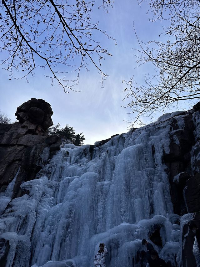 Stand on Frozen Waterfalls of Qingdao