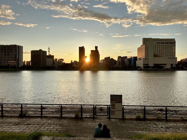 Sunset near Shinano River