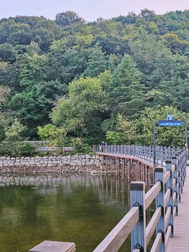 아름다운 금오산과 저수지 풍경
