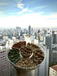 Try home made breakfast on top floor of iconic vintage building of copan with Sao Paulo skyline view