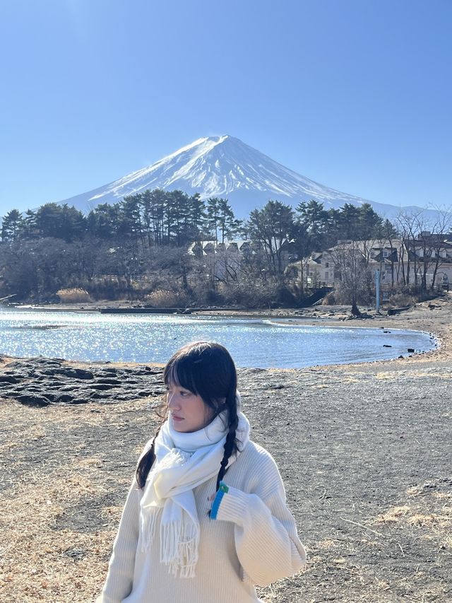 日本富士山河口湖必去地點大池公園景美超靜謐湖水雪山相映成趣