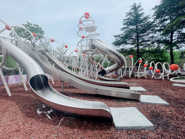 就是我，在38度的高溫裡帶娃去了公園大戶外