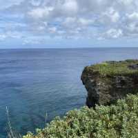 沖縄本島「万座毛」芝生の野原が万座毛、海の景勝地が像の鼻